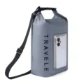 Waterproof dry bag for outdoor travel with touch screen phone pocket and adjustable strap. - L / Gray