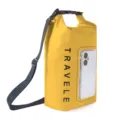 Yellow waterproof dry bag with adjustable shoulder strap and clear phone pocket for outdoor travel. - L / Yellow
