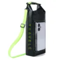 Waterproof dry bag with clear touch screen phone window, adjustable strap, black and green. - S / Black