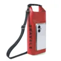Red waterproof dry bag for outdoor travel with clear touch screen phone window and strap. - S / Red