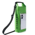 Waterproof dry bag with clear phone window, adjustable shoulder strap, green outdoor swimming bag. - S / Green