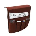 Brauner gesteppter Sofa-Armlehnen-Organizer mit mehreren Taschen für Fernbedienungen. - Kaffeebraun