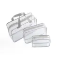 Clear Toiletry Bag Set Transparent Cosmetic Organizer Travel Makeup Pouch Three-Piece Set - S / Gray