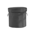 Dark grey fabric storage basket with lid and white rope handles for home organization. - Black