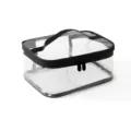 Transparente PVC Kosmetiktasche mit schwarzem Rand und Griff, wasserdichter Kulturbeutel neu. - L / Schwarz