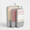 Graues Reise Packtaschen Set mit Kompression Koffer Organizer Taschen für Kleidung - Dreiteiliges Set / Grau