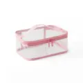 Transparente PVC Kosmetiktasche mit rosa Rand, wasserdichte Make-up Reisetasche für Toilettenartikel. - L / Rosa