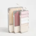 Reise Packtaschen Set Kompression Aufbewahrungstaschen Koffer Organizer grau beige - Dreiteiliges Set / Beige