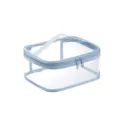 Bolsa de maquillaje transparente de PVC con ribete azul claro, estuche de viaje portátil. - Azul cielo