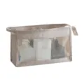Trousse de toilette de voyage portable avec fenêtre en filet, pochette organisatrice beige. - Beige
