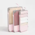 Rosa graue Reise Packwürfel Mesh Kompression Organizer Taschen Set für Koffersortierung. - Dreiteiliges Set / Rosa