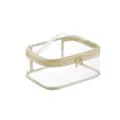 Bolsa de maquillaje transparente de PVC con borde beige y asa, estuche de aseo impermeable. - Beige