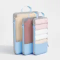 Set di cubi da imballaggio da viaggio compressione borsa organizzatore valigia vestiti - Celeste