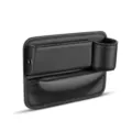 Black car seat side organizer, premium PU leather gap filler storage box with cup holder. - Passenger Side One Piece / Black