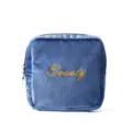 Blauwe fluwelen cosmetische tas draagbare menstruatietas kleine opbergtas met handige rits - Blauw