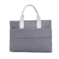 Grey business laptop bag tote, multi-functional office briefcase with handles and front pocket. - Light Gray