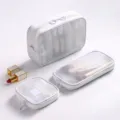Weißes Netztaschen Kosmetiktasche Set tragbare Reise Make-up Aufbewahrungstasche 3er Set - S / Weiß