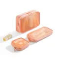 Set di borse cosmetiche da viaggio in rete rosa, organizer per trucco portatile, 3 pezzi. - Taglia S / Arancione Senza Logo