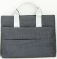 Mallette en tissu gris foncé avec poignées blanches, sacoche d'ordinateur et de document. - Modèle horizontal gris foncé