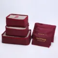 6-teiliges Reise Packtaschen Set Koffer Organizer Taschen für Kleidung rot Aufbewahrung - Burgunderrot