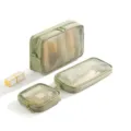 Borsa cosmetica viaggio set da 3 organizer trucco in rete portatile verde. - Taglia S / Verde militare senza logo