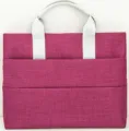 Variante de mallette en tissu rose, sac de rangement pour documents avec poignées blanches. - Modèle horizontal bordeaux