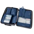 Travel packing cubes set of 7 pieces for suitcase, blue luggage organizers for clothes and shoes. - 7-piece Set / Navy Blue