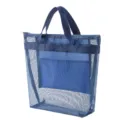 Blaue Mesh Strandtasche mit Reissverschluss, haltbare Tragetasche fuer Bad und Spielzeug. - Einheitsgröße / Marineblau