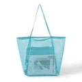 Grande bolsa de playa de malla azul bolso de hombro transpirable para natación y compras - Azul cielo