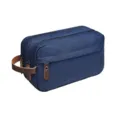 Heren Reistoilettas Grote Capaciteit Waterdichte Dopp Kit met Leren Handvaten - Donkerblauw