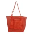 Bolso de playa de malla naranja grande, tote bag transpirable ideal para piscina y compras diarias. - Naranja