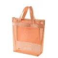 Orange mesh beach bag, multi-functional storage tote with zipper for swim, toys and shoes. - One Size / Coral