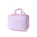 Vista detallada del bolso cosmético rosa impermeable, organizador de maquillaje portátil con asa. - Bolso Mediano (25x18.5x8cm) / Rosa