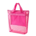 Pink mesh beach tote bag with zipper and handles, ideal for swimming, toys, and storage. - One Size / Rose Red