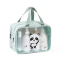Klare wasserdichte Kulturtasche mit süßem Panda-Design, tragbarer Kosmetik-Reise-Aufbewahrungsbeutel. - L / Grün