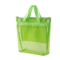 Green mesh beach bag with zipper and handles, versatile storage for swimming, toys and shoes. - One Size / Dark Green