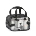 Multifunktionale doppelschichtig Kosmetiktasche mit klarem PVC-Fenster und praktischem Griff. - S / Schwarz