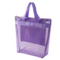 Purple mesh beach bag and storage tote with zipper closure and dual handles for daily use. - One Size / Purple