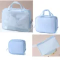Hellblaue Netztasche Kosmetiktasche Reise Make-up Organizer mit Tragegriff wasserdicht. - Mittlere Handtasche (25*18.5*8 cm) / Blau