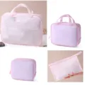 Rosa Netz Kosmetiktasche Set, tragbare Reise Kulturtasche, wasserdichter Make-up Organizer. - Mittlere Handtasche (25*18.5*8 cm) / Rosa