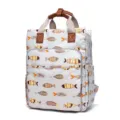 Mochila pañalera impermeable gran capacidad bolsa mamá viaje estampado pez gris - Talla única / Estampado blanco y gris