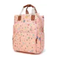 Rosa Mochila Pañalera Impermeable Gran Capacidad Mamá Bolso con Patrón de Búho - Talla única / Estampado naranja claro