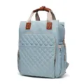Mochila maternal acolchada azul claro, gran mochila de viaje para mamá con asas de piel. - Talla única / Azul Claro Sarga