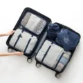 Set de 6 cubos de embalaje de viaje, organizadores de equipaje azul oscuro para ropa. - Azul marino