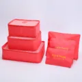 Set de 6 cubos de embalaje de viaje rojos, organizadores portátiles para maleta. - Rojo sandía