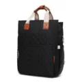 Mochila Pañalera Negra Acolchada Gran Capacidad Impermeable Bolso Mamá con Correas - Talla única / Sarga Negro