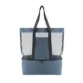 Blue mesh beach bag insulated cooler tote bag for outdoor picnic swimming and fitness - Navy Blue