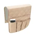Organizador reposabrazos sofa acolchado beige bolsa almacenamiento colgante con multiples bolsillos. - Beige