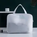 Weißer Mesh Kosmetikbeutel tragbar wasserdicht Reise Organizer für Toilettenartikel und Yoga Fitness - Große Handtasche (33.5x25.5x10cm) / Weiß