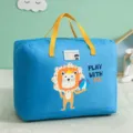 Bolsas de almacenamiento para edredón infantil azul asas amarillas león organizador ropa. - León Azul Cielo
